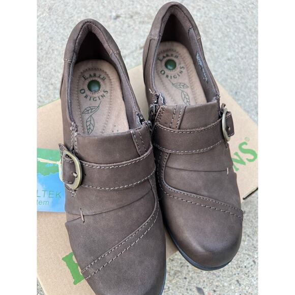 Earth Origins Dylan brown leather slip on casual shoes/booties, women's size 9 - Picture 6 of 11